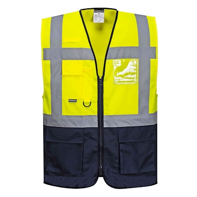 Immagine di Gilet PORTWEST EXECUTIVE VARSAVIA C476 colore giallo/blu navy taglia XXL