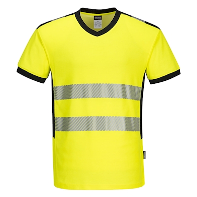 Immagine di T-shirt pw3 con scollo a v hi-vis PORTWEST PW310 colore Yellow/Black taglia XL