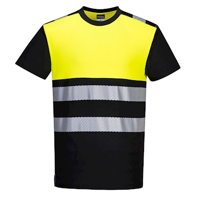 Immagine di Pw3 hi-vis cotton comfort class 1 t-shirt s/s PORTWEST PW311 colore nero/giallo taglia XS