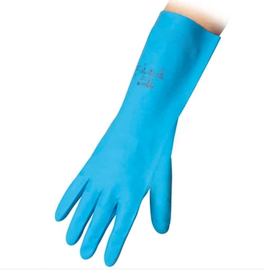 Immagine di Guanti riutilizzabili 100% food in nitrile senza polvere REFLEXX 95 colore blu taglia M - paio