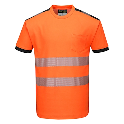 Immagine di T-shirt manica corta alta visibilità PORTWEST PW3 colore arancione/nero taglia XL