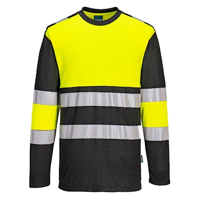 Immagine di Pw3 t-shirt hi-vis classe 1 m/l PORTWEST PW312 colore Yellow/Black taglia XXXL