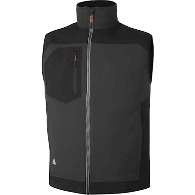 Immagine di Gilet softshell DELTAPLUS HOLEN in poliestere/elastan con 3 strati colore grigio/nero taglia L