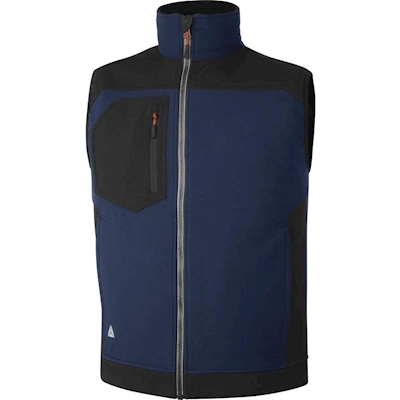 Immagine di Gilet softshell DELTAPLUS HOLEN in poliestere/elastan con 3 strati colore blu/nero taglia S