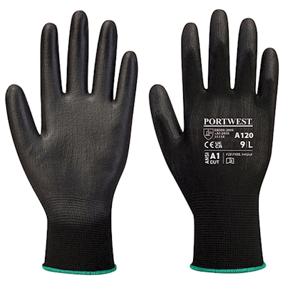 Immagine di Guanti con palmo in PU PORTWEST A120 colore nero taglia S - paio
