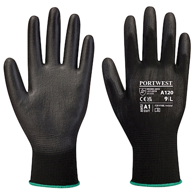 Immagine di Guanti con palmo in PU PORTWEST A120 colore nero taglia XXL - paio