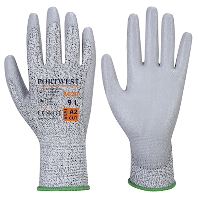Immagine di Guanti palmo PU taglio LR PORTWEST A620 colore grigio taglia XS - paio