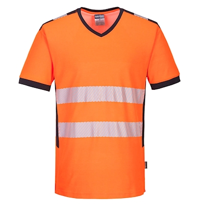 Immagine di T-shirt pw3 con scollo a v hi-vis portwest pw310 colore arancione/nero taglia XXXL