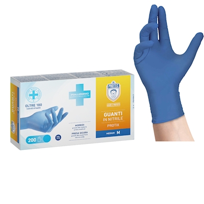 Immagine di Guanti monouso in nitrile senza polvere BERICAH Dr Protec Protix colore azzurro taglia L