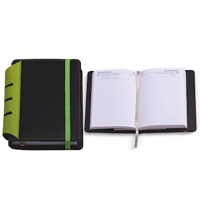 Immagine di Agenda pocket in in PU con elastico giornaliera cm 9x13 verde lime 50+