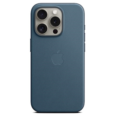 Immagine di Custodia MagSafe in tessuto FineWoven per iPhone 15 Pro Max colore blu