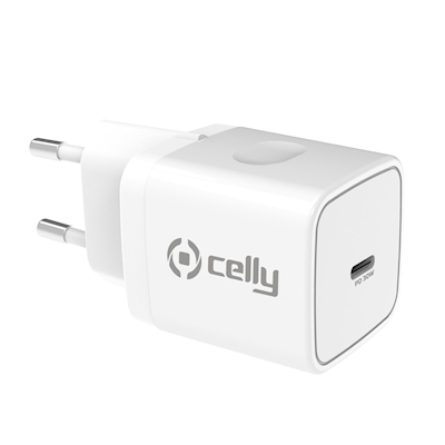 Immagine di Caricabatterie bianco CELLY TC1USBC30W - USB-C Wall Charger 30W [Pro Power] TC1USBC30WWH