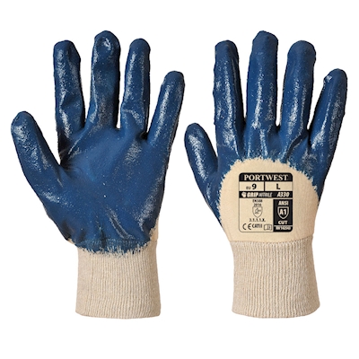 Immagine di Guanti in nitrile con polso in maglia PORTWEST A330 colore blu navy taglia XXL - paio