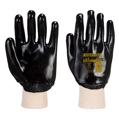 Immagine di Guanti pvc con polsino a maglia elasticizzato PORTWEST A400 colore nero taglia L