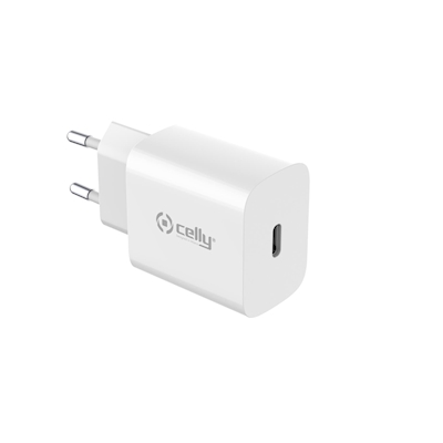 Immagine di Caricabatterie Bianco CELLY GRSTC1USBC25W - Wall Charger 25W - 100% Recycled P GRSTC1USBC25WWH