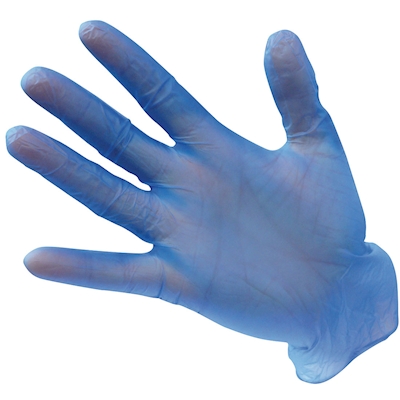 Immagine di Guanti monouso in vinile non talcati PORTWEST A905 colore blu taglia XL