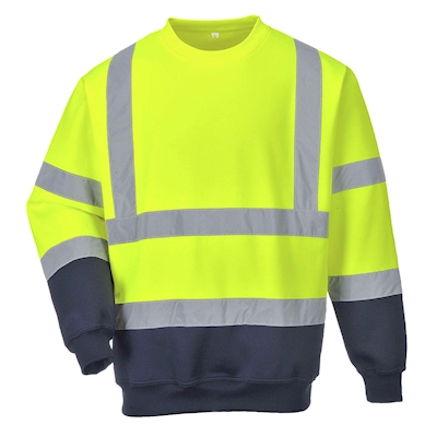 Immagine di Felpa bicolore hi-vis PORTWEST B306 colore giallo/blu navy taglia S