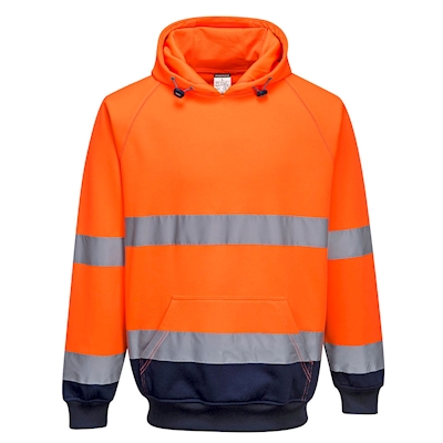 Immagine di Felpa bicolore con cappuccio hi-vis PORTWEST B316 colore arancione/blu navy taglia L