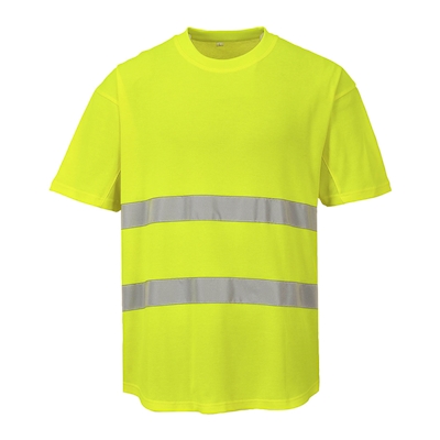 Immagine di T-shirt mesh cotton comfort hi-vis PORTWEST C394 colore giallo taglia S
