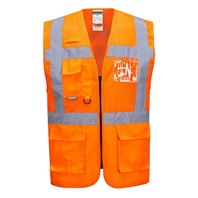 Immagine di Gilet executive madrid mesh hi-vis PORTWEST C496 colore arancione taglia L