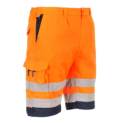 Immagine di Bermuda Poliestere-cotone Hi-Vis colore Orange/Navy taglia XS