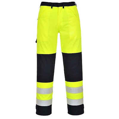 Immagine di Pantalone alta visibilità multinorma PORTWEST FR62 colore giallo/blu navy taglia M