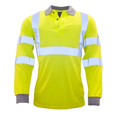 Immagine di Polo manica lunga hi-vis ignifuga e antistatica PORTWEST FR77 colore giallo taglia XXXXL