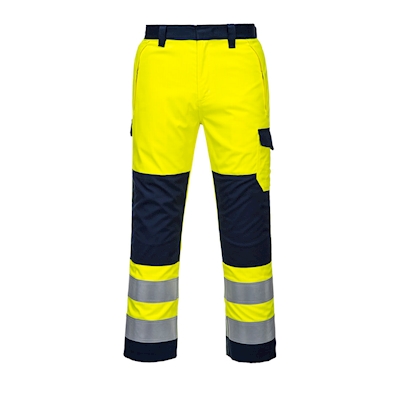 Immagine di Pantaloni hi-vis modaflame PORTWEST MV46 colore giallo/blu navy taglia M