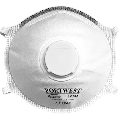 Immagine di Mascherina dolomia con valvola FFP3 light cup PORTWEST P304 colore bianco