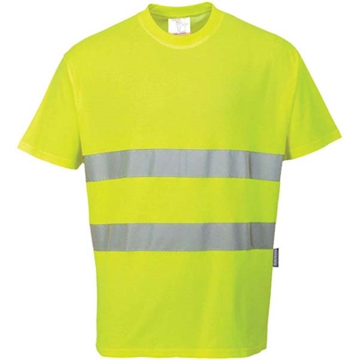 Immagine di T-shirt alta visibilità PORTWEST COTTON COMFORT colore giallo taglia M