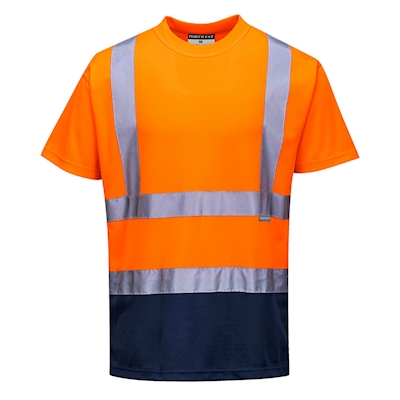 Immagine di T-shirt bicolore hi-vis PORTWEST S378 colore arancione/blu navy taglia S