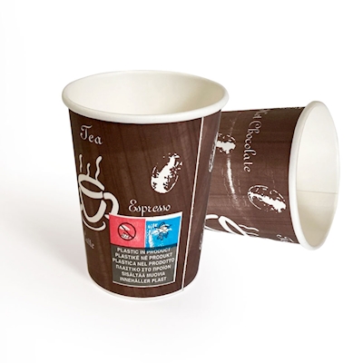 Immagine di Bicchieri in carta da caffè per bevande calde e fredde 2,5 oz/75 ml colore marrone