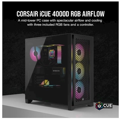 Immagine di Cabinet midi-tower Nero CORSAIR Mid-Tower Case iCUE 4000D RGB AIRFLOW, Black CC-9011240-WW