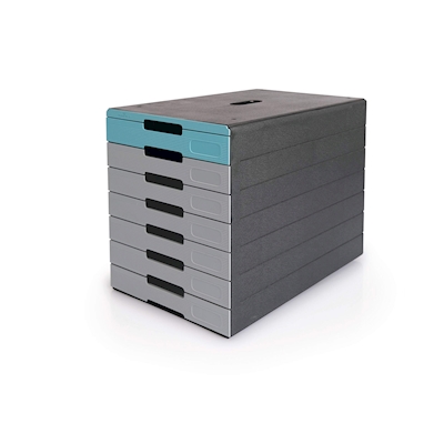 Immagine di Cassettiera 7 cassetti DURABLE IDEALBOX PRO colore grigio/blu