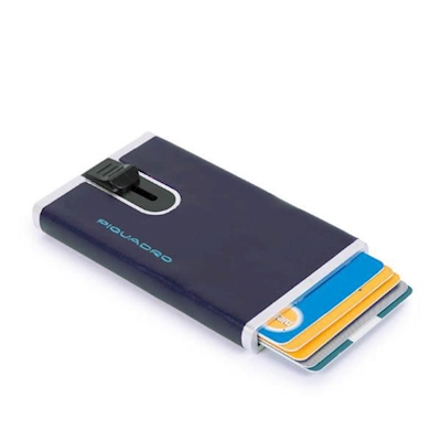 Immagine di Porta carte di credito blu con slid