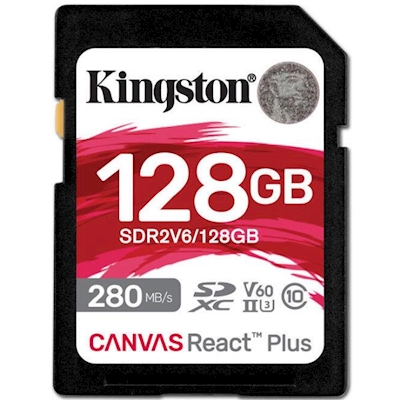 Immagine di Memory Card secure digital 128GB KINGSTON Canvas React Plus V60 SD Memory Card - 128GB - SDR SDR2V6