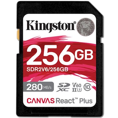 Immagine di Memory Card secure digital 256GB KINGSTON Canvas React Plus V60 SD Memory Card - 256GB - SDR SDR2V6