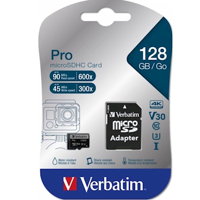 Immagine di Memory Card micro sd 128GB VERBATIM Pro 47044