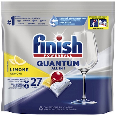 Immagine di Detergente per lavastoviglie FINISH QUANTUM All in 1 27 tabs limone