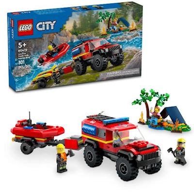 Immagine di Costruzioni LEGO Fuoristrada antincendio e gommone di salvataggio 60412A