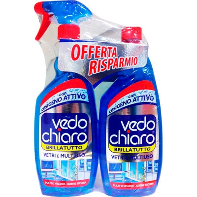 Immagine di Detergente liquido vetri e multiuso VEDO CHIARO flacone + ricarica ml 750