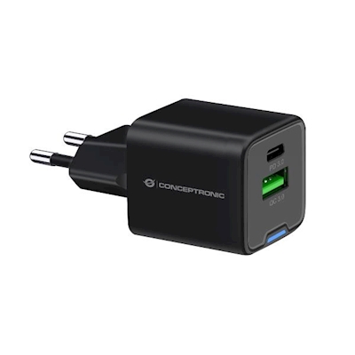 Immagine di Caricabatterie a 2 porte PD (1x USB e 1x USB-C) CONCEPTRONIC ALTHEA15B 20W colore nero