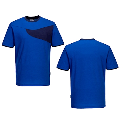 Immagine di T-shirt bicolore cotton comfort hi-vis PORTWEST PW211 colore Blu royal/blu navy taglia XXXL