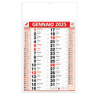 Immagine di Calendario da parete Olandese Classic cm 28,8x47 rosso