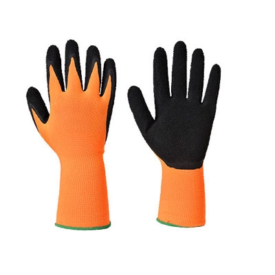 Immagine di Guanti in lattice grip alta visibilità PORTWEST A340 colore arancione/nero taglia M - paio