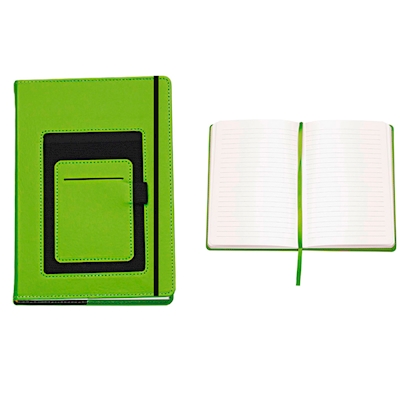 Immagine di Block notes con tasca portacellulare 100 fogli A5 colore verde 30+