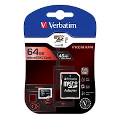 Immagine di Micro SD (SDHC) VERBATIM Class 10 64GB con adatt