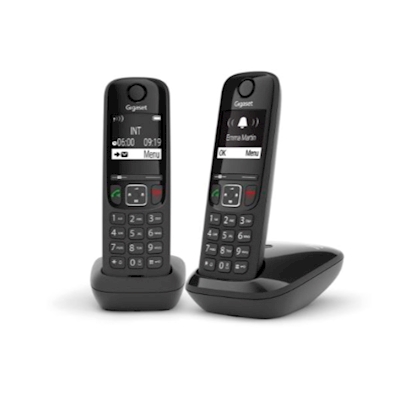 Immagine di Telefono cordless digitale GIGASET CORDLESS AS690 A DUO NERO - CON SEGRETERIA L36852H2836K101