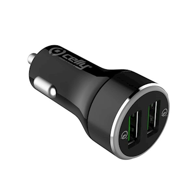 Immagine di Caricabatterie nero CELLY CC2USBQC30 - 2 USB Car Charger 18W CC2USBQC30BK