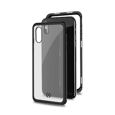 Immagine di Cover alluminio + vetro temperato nero CELLY ATTRACTION - Apple iPhone XS Max ATTRACTION999BK